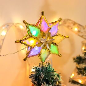 LED Christmas Decorative Lights Octagonal Star Treetop Lamp (Option: Small Size Color 17x7cm-Battery Box)