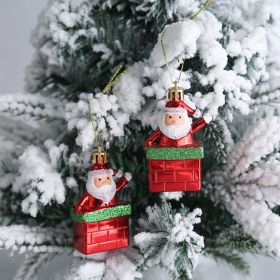 Christmas Decoration Plastic Christmas Stockings Crutch Pendant (Option: Chimney Elderlypair)