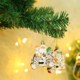 Christmas Decoration Plastic Christmas Stockings Crutch Pendant (Option: Silver Cycling Elderlypair)
