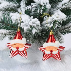 Christmas Decoration Plastic Christmas Stockings Crutch Pendant (Option: V Star Smiling Face Old)
