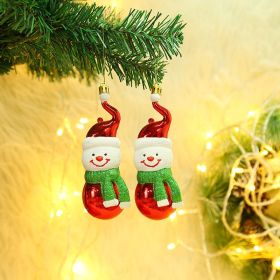 Christmas Decoration Plastic Christmas Stockings Crutch Pendant (Option: Crooked Hat Snowmanpair)