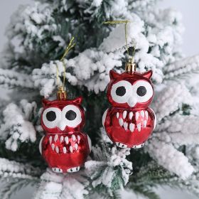 Christmas Decoration Plastic Christmas Stockings Crutch Pendant (Option: Round Face Owlpair 30g)