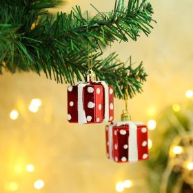 Christmas Decoration Plastic Christmas Stockings Crutch Pendant (Option: Red Gift Boxpair)
