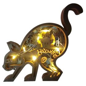 Multi-layer Wooden 3D Forest Animal Wooden Crafts (Option: 35 Plus Light Black Cat-17 X155x 22cm)