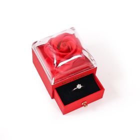 Jewelry Storage Box Single Rose Drawer Box Macaron Ring Necklace Packaging Box Jewelry Box (Option: Bright Red-Gift box and handbag)