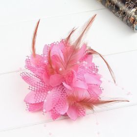 Dance Performance Hair Ring Wool Bead Line Fabric Handed Flower Bridal Headdress (Color: Pink)