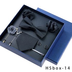 8-piece Gift Box Men's Formal Wear Business Bow Tie Square Scarf Tie Clip (Option: HSbox14)