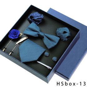 8-piece Gift Box Men's Formal Wear Business Bow Tie Square Scarf Tie Clip (Option: HSbox13)