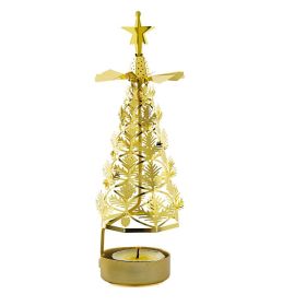 Creative Romantic Candlestick Rotating Metal Revolving Scenic Lantern Nordic Style Atmosphere Aromatherapy Candlelight Dinner (Option: Golden Pine)
