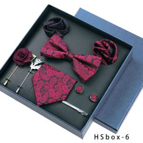 8-piece Gift Box Men's Formal Wear Business Bow Tie Square Scarf Tie Clip (Option: HSbox6)