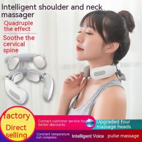 Cervical Spine Massage Instrument Intelligent Pulse Heating Physiotherapy Instrument Hot Compress Neck Support Cervical Spine (Option: H 62 Voice Heating-English Packaging)