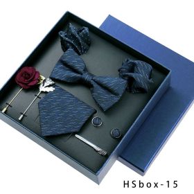 8-piece Gift Box Men's Formal Wear Business Bow Tie Square Scarf Tie Clip (Option: HSbox15)