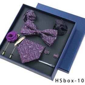 8-piece Gift Box Men's Formal Wear Business Bow Tie Square Scarf Tie Clip (Option: HSbox10)