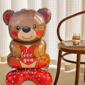 Cartoon Love Standing Bear Valentine's Day Wedding Decoration Aluminum Balloon (Option: Standing Bear Brown)