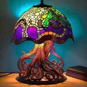 Colored Glass Plant Series Desk Lamp (Style: Battery mounted version, Color: Octopus desk lamp)