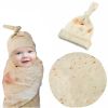 Newborn Baby Burrito Swaddle Blanket with Hat Adorable Gift for Boys and Girls