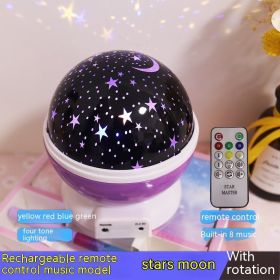Atmosphere Decorative Lamp Layout Colorful Rotating Stage Light (Option: Rechargeable Star Moon Purple-14cm)
