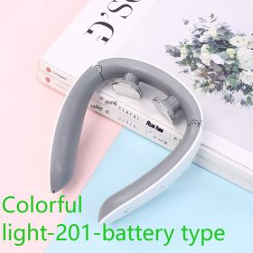 Cervical Spine Massage Instrument Intelligent Pulse Heating Physiotherapy Instrument Hot Compress Neck Support Cervical Spine (Option: Colorful Battery Type-English Packaging)