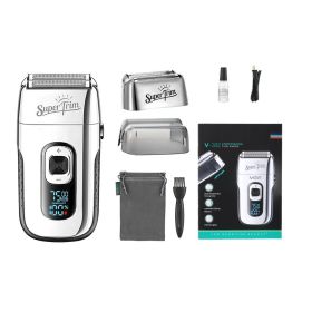 Digital Display Hair Clipper Men's Bald Reciprocating Shaver (Color: Silver)