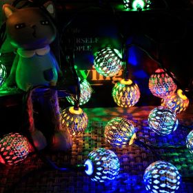 LED Solar Iron Hollow Morocco Ball Lighting Chain (Option: Color Morocco-Sun 50 Light 8 Mode)