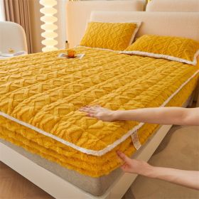 Winter Thicken Thermal Corn Velvet Milk Fiber Quilted Fitted Sheet Fully Surrounded Mattress Non-slip Mattress (Option: Mango Yellow-120cmx 200cm)