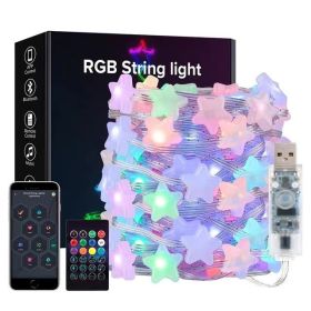 Ball Rubber-covered Wire Holiday Decoration Point Control Atmosphere Colored Lights (Option: Star Style-15M 99LED)