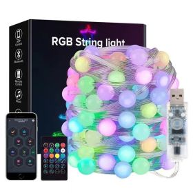 Ball Rubber-covered Wire Holiday Decoration Point Control Atmosphere Colored Lights (Option: Ball Style-15M 99LED)